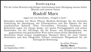 Traueranzeige von Rudolf Marx 