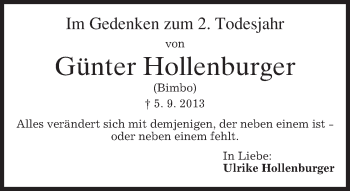 Traueranzeige von Günter Hollenburger von merkurtz