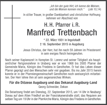 Traueranzeige von Manfred Trettenbach 