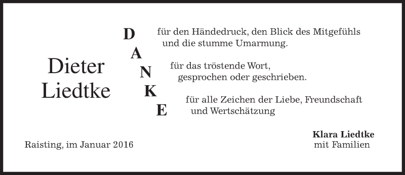 Traueranzeigen von Dieter Liedtke | trauer.merkur.de