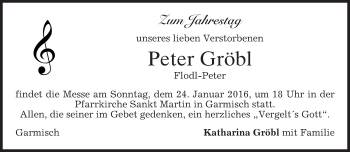 Traueranzeige von Peter Gröbl 