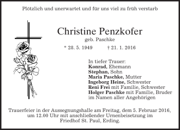Traueranzeige von Christine Penzkofer 