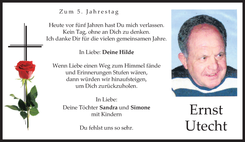  Traueranzeige für Ernst Utecht vom 14.01.2016 aus 