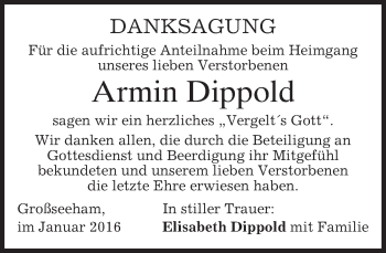 Traueranzeige von Armin Dippold 