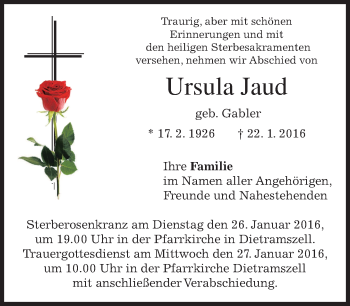 Traueranzeige von Ursula Jaud 