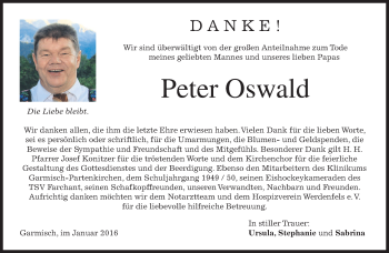 Traueranzeige von Peter Oswald 