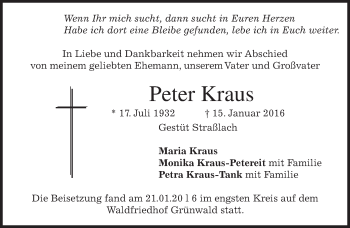 Traueranzeige von Peter Kraus 