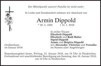 Traueranzeige von Armin Dippold 