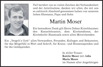 Traueranzeige von Martin Moser 