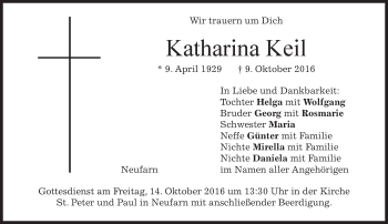 Traueranzeige von Katharina Keil von merkurtz