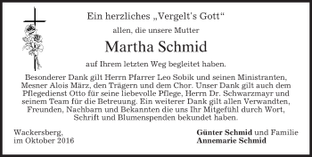 Traueranzeige von Martha Schmid von merkurtz