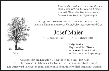 Traueranzeige von Josef Maier von merkurtz