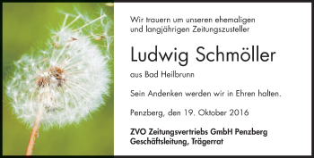 Traueranzeige von Ludwig Schmöller von merkurtz