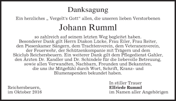 Traueranzeige von Johann Rumml von merkurtz
