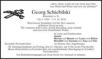 Traueranzeige von Georg Schiebilski von merkurtz