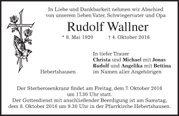 Traueranzeige von Rudolf Wallner von merkurtz