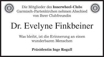 Traueranzeige von Evelyne Finkbeiner von merkurtz