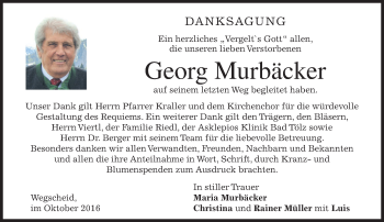 Traueranzeige von Georg Murbäcker von merkurtz