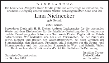 Traueranzeige von Lina Niefnecker von merkurtz