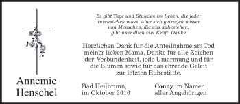 Traueranzeige von Annemie Henschel von merkurtz