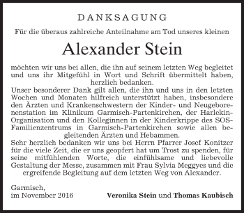 Traueranzeige von Alexander Stein von merkurtz
