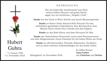 Traueranzeige von Hubert Guhra von merkurtz