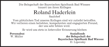 Traueranzeige von Roland Haderlein von merkurtz