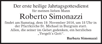 Traueranzeige von Roberto Simonazzi von merkurtz