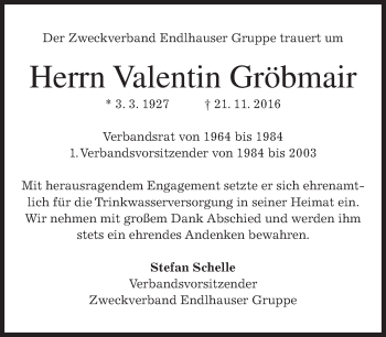 Traueranzeige von Valentin Gröbmair von merkurtz
