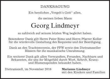 Traueranzeige von Georg Lindmeyr von merkurtz