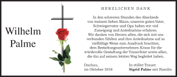 Traueranzeige von Wilhelm Palme von merkurtz