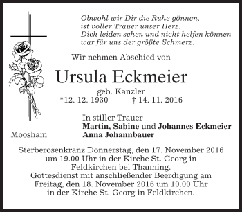 Traueranzeige von Ursula Eckmeier von merkurtz