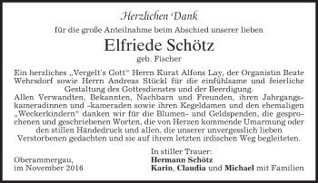 Traueranzeige von Elfriede Schötz von merkurtz