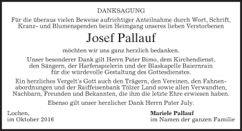 Traueranzeige von Josef Pallauf von merkurtz