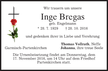 Traueranzeige von Inge Bregas von merkurtz