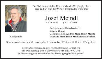 Traueranzeige von Josef Meindl von merkurtz