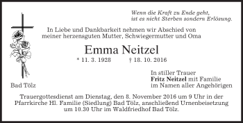 Traueranzeige von Emma Neitzel von merkurtz