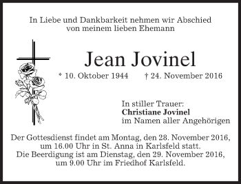 Traueranzeige von Jean Jovinel von merkurtz