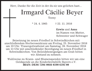 Traueranzeige von Irmgard Cäcilie Beyer von merkurtz