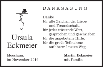 Traueranzeige von Ursula Eckmeier von merkurtz