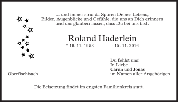 Traueranzeige von Roland Haderlein von merkurtz