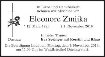 Traueranzeige von Eleonore Zmijka von merkurtz