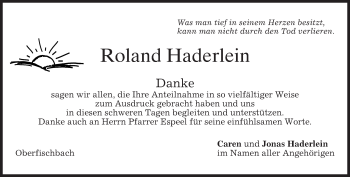 Traueranzeige von Roland Haderlein von merkurtz