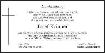 Traueranzeige von Josef Krinner von merkurtz