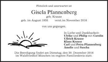 Traueranzeige von Gisela Pfannenberg von merkurtz