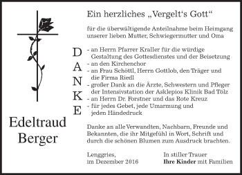 Traueranzeige von Edeltraud Berger von merkurtz
