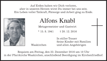 Traueranzeige von Alfons Knabl von merkurtz