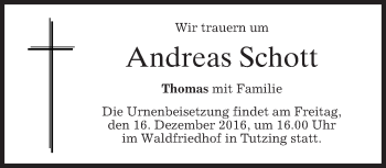 Traueranzeige von Andreas Schott von merkurtz