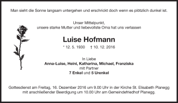 Traueranzeige von Luise Hofmann von merkurtz