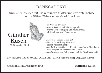 Traueranzeige von Günther Kusch von merkurtz
